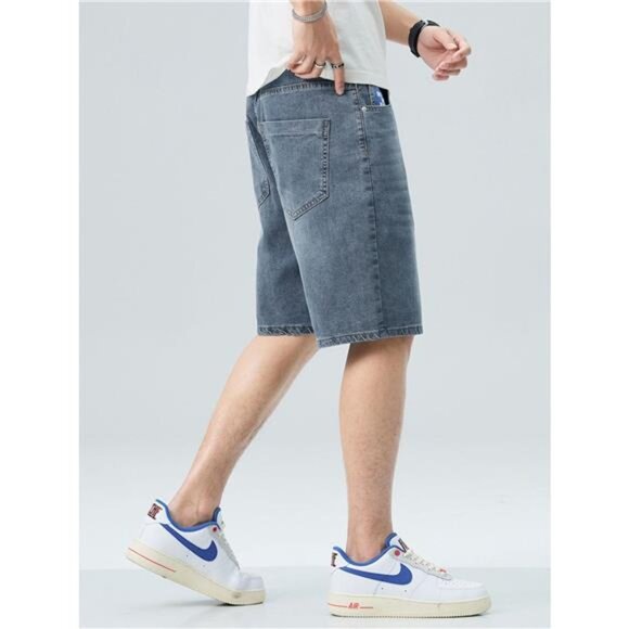 Men's Washed Denim Shorts with Pockets - Picture 5 of 6